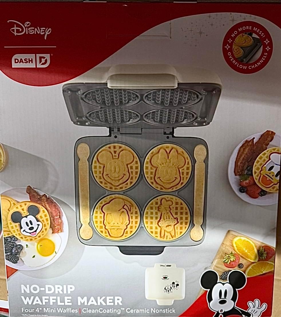 Dash No-Drip Waffle Maker | Makes Four 4” Mini Waffles at Once | Ceramic Nonstick Coating | Compact Electric Waffle Maker for Breakfast, Snacks & Desserts‼️light dirt‼️